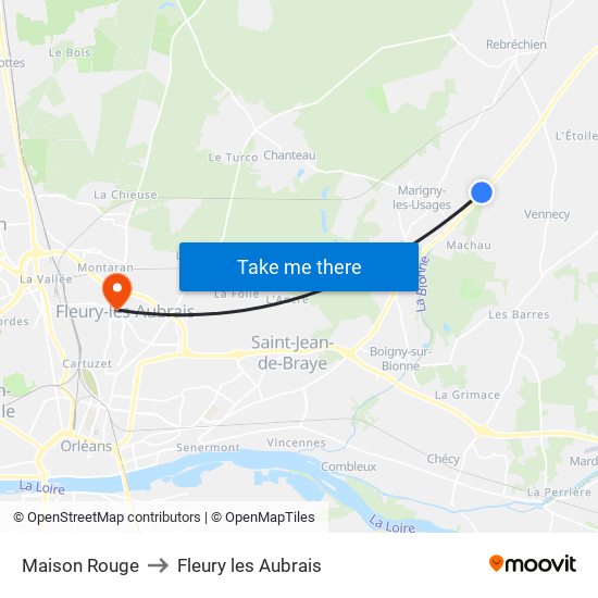 Maison Rouge to Fleury les Aubrais map