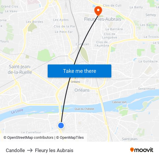 Candolle to Fleury les Aubrais map