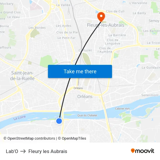 Lab'O to Fleury les Aubrais map