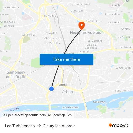Les Turbulences to Fleury les Aubrais map