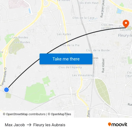 Max Jacob to Fleury les Aubrais map
