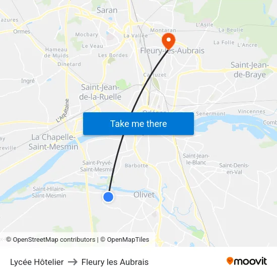 Lycée Hôtelier to Fleury les Aubrais map