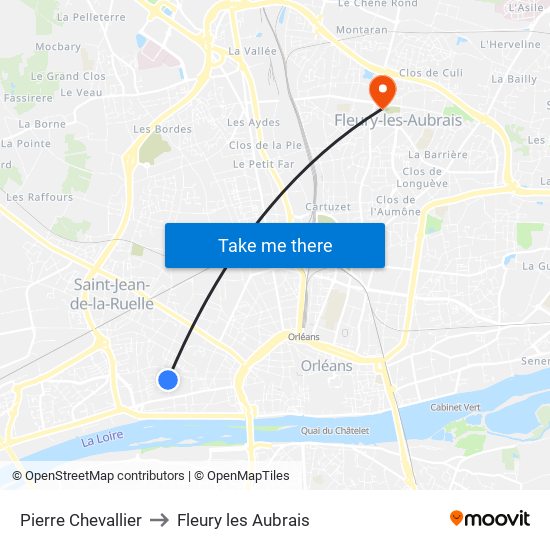 Pierre Chevallier to Fleury les Aubrais map