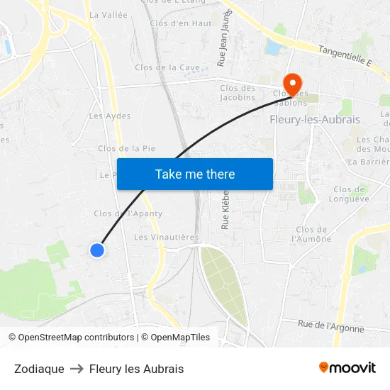 Zodiaque to Fleury les Aubrais map