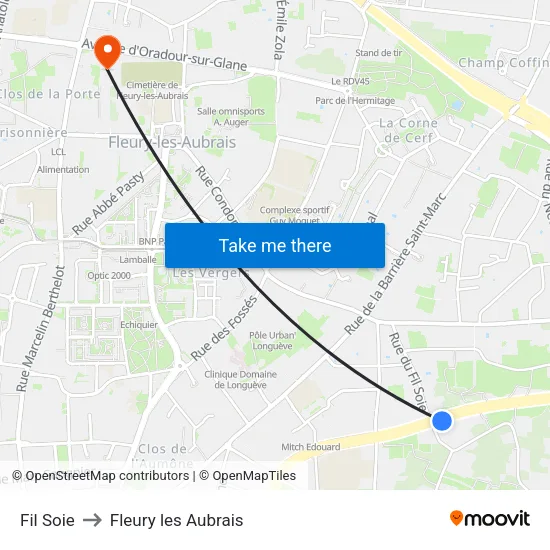 Fil Soie to Fleury les Aubrais map