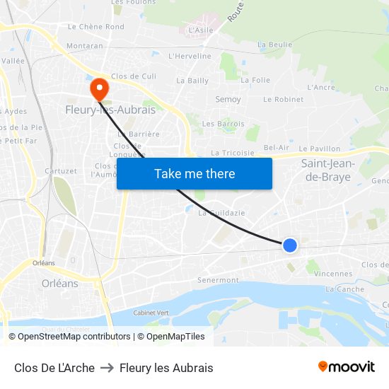 Clos De L'Arche to Fleury les Aubrais map