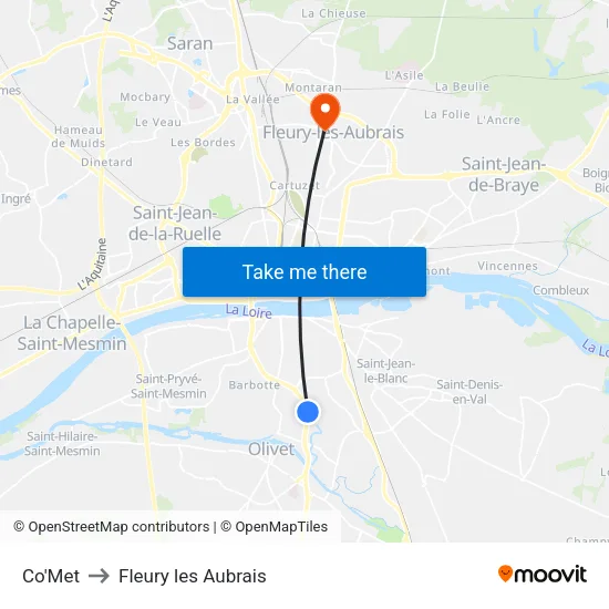 Co'Met to Fleury les Aubrais map
