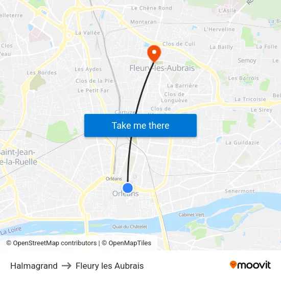 Halmagrand to Fleury les Aubrais map