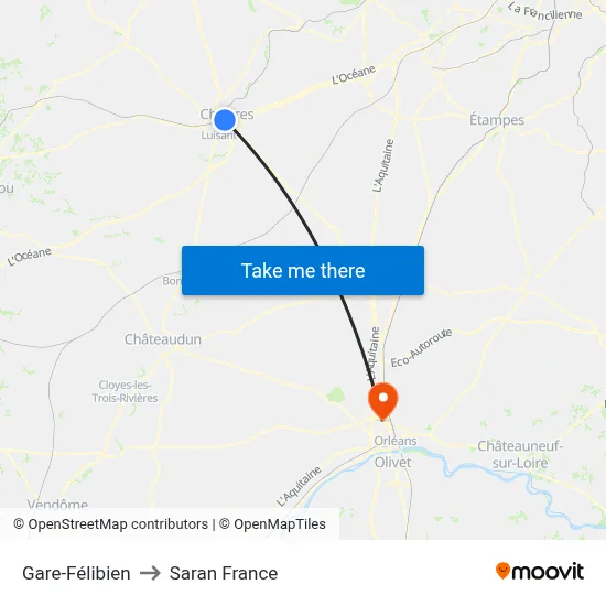Gare-Félibien to Saran France map