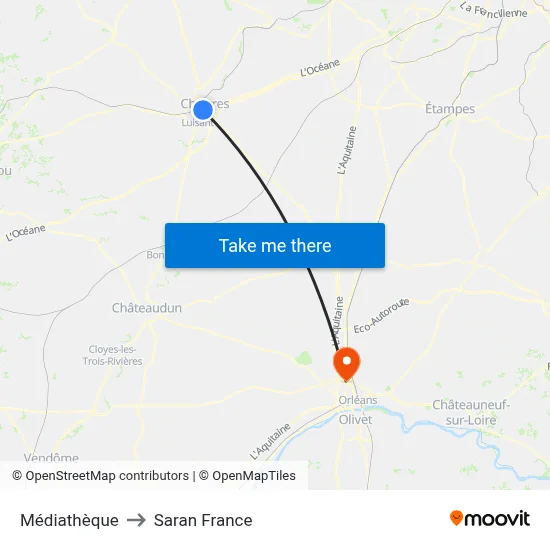Médiathèque to Saran France map
