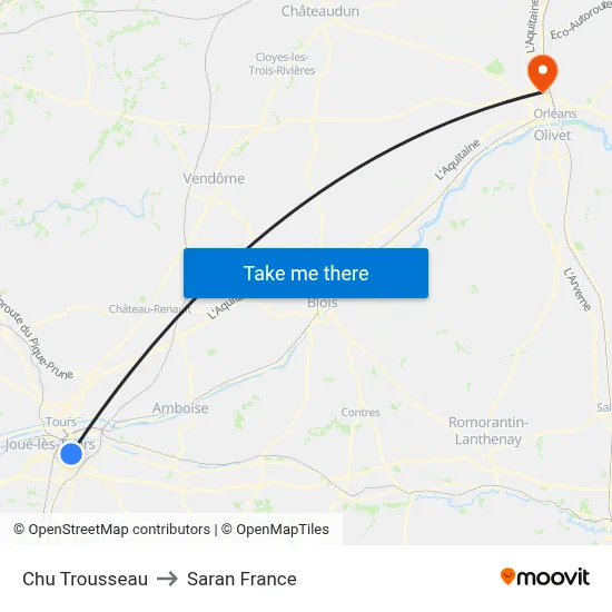 Chu Trousseau to Saran France map