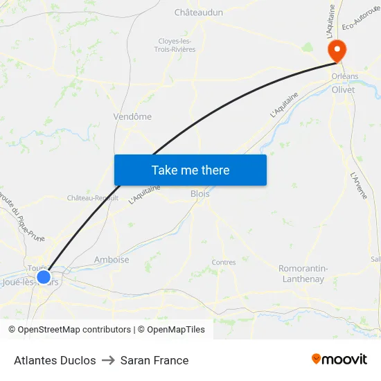 Atlantes Duclos to Saran France map