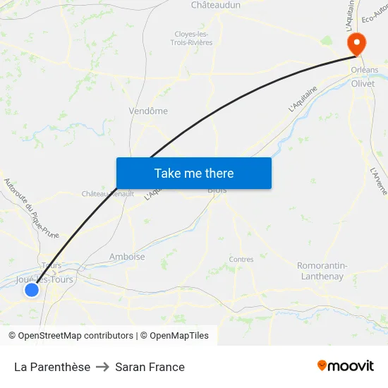 La Parenthèse to Saran France map