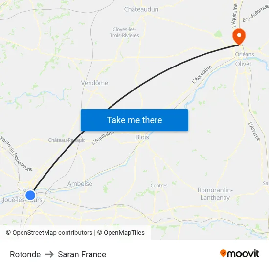 Rotonde to Saran France map