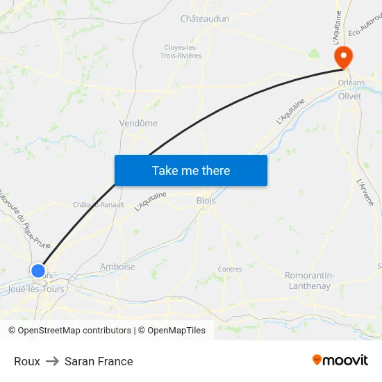 Roux to Saran France map