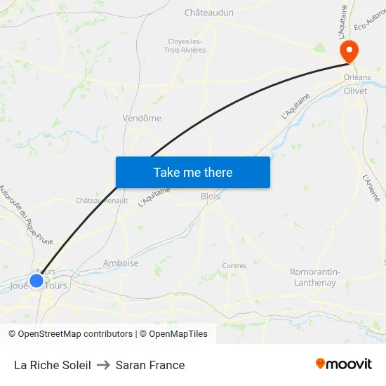 La Riche Soleil to Saran France map