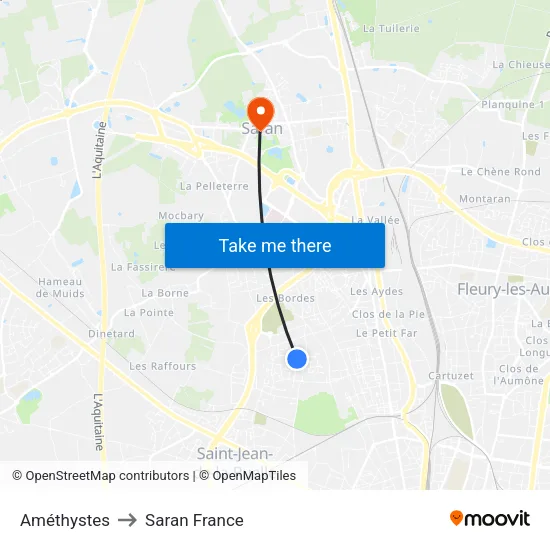 Améthystes to Saran France map