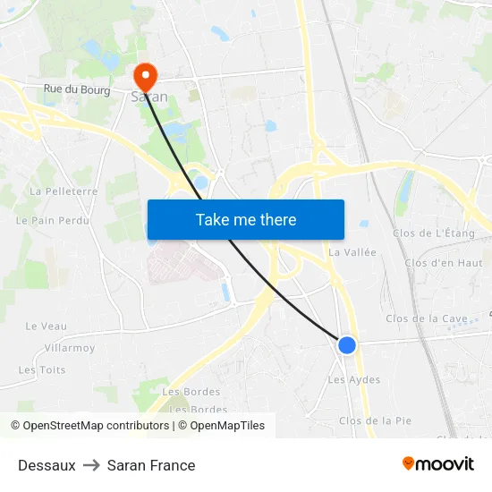 Dessaux to Saran France map