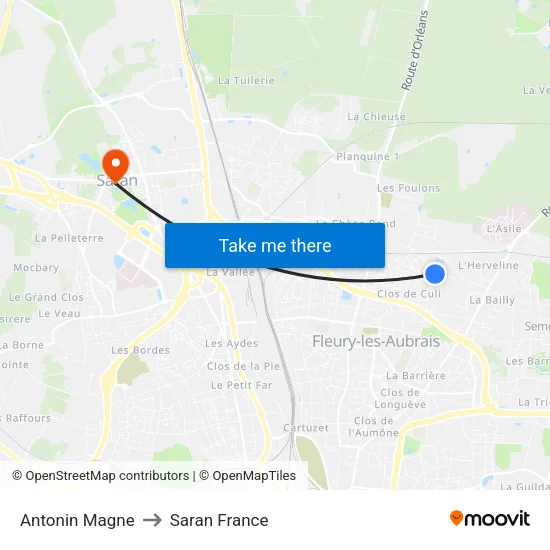 Antonin Magne to Saran France map