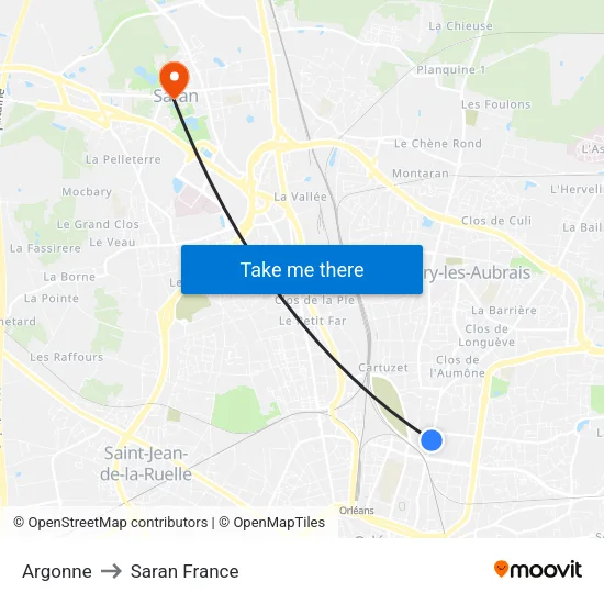 Argonne to Saran France map