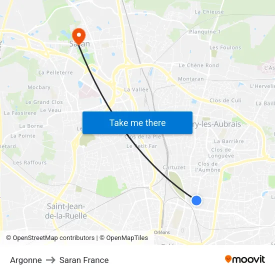 Argonne to Saran France map