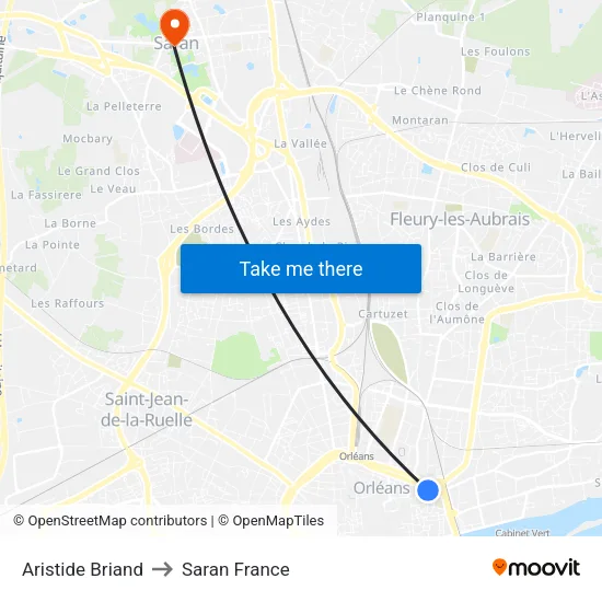 Aristide Briand to Saran France map