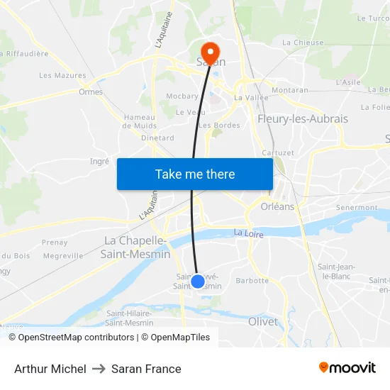 Arthur Michel to Saran France map