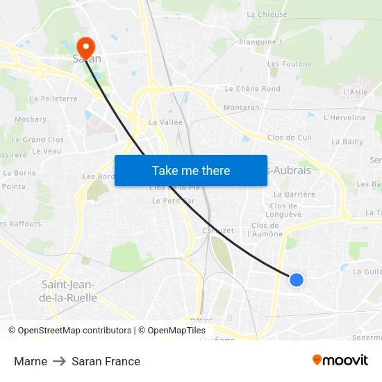 Marne to Saran France map