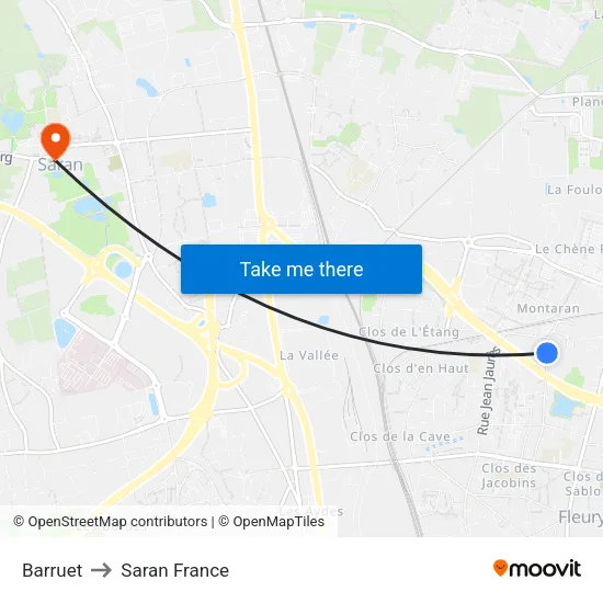 Barruet to Saran France map