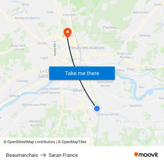 Beaumarchais to Saran France map