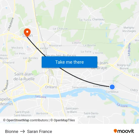 Bionne to Saran France map