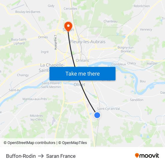 Buffon-Rodin to Saran France map