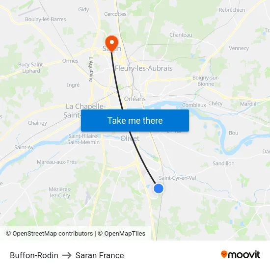 Buffon-Rodin to Saran France map