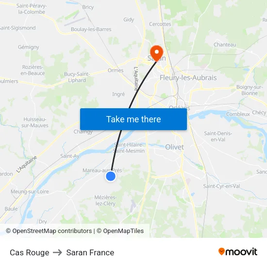 Cas Rouge to Saran France map