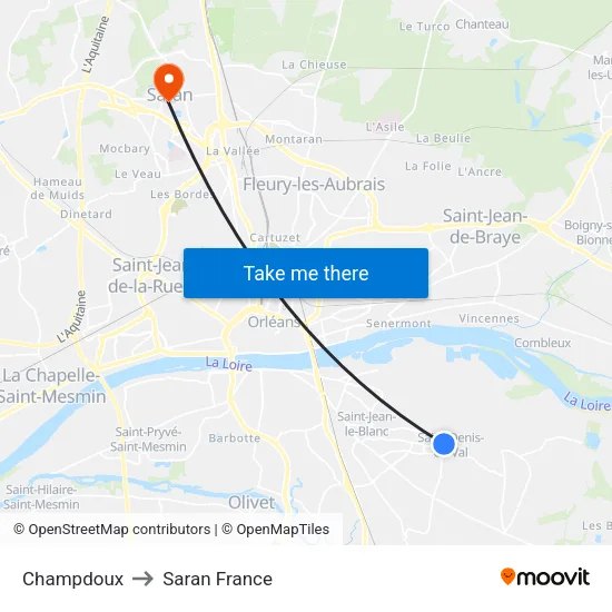 Champdoux to Saran France map