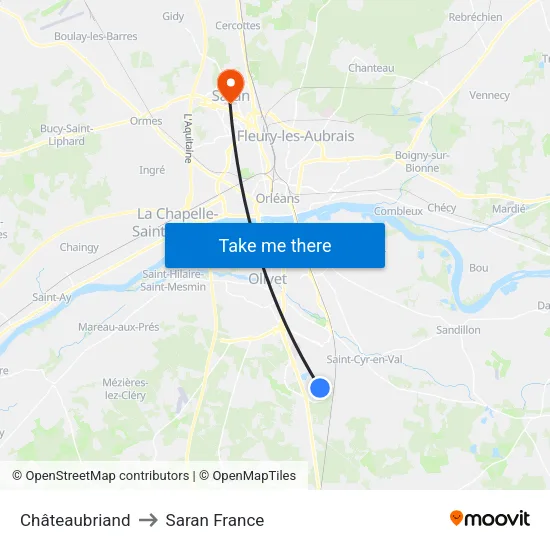 Châteaubriand to Saran France map