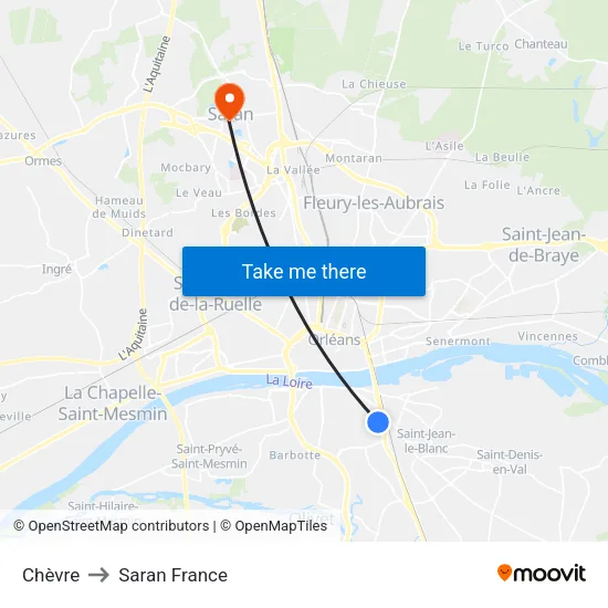 Chèvre to Saran France map