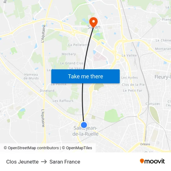 Clos Jeunette to Saran France map