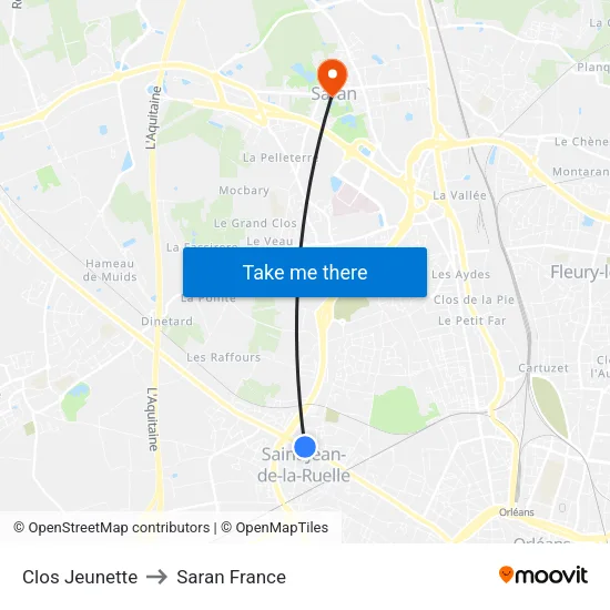 Clos Jeunette to Saran France map
