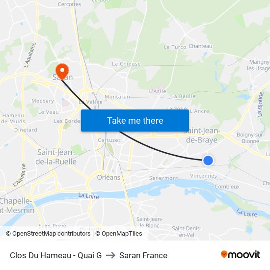 Clos Du Hameau - Quai G to Saran France map