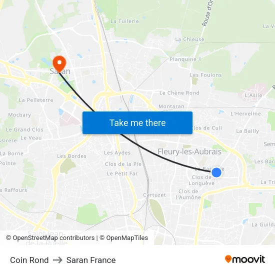 Coin Rond to Saran France map