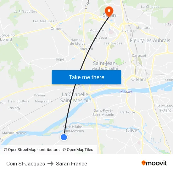 Coin St-Jacques to Saran France map