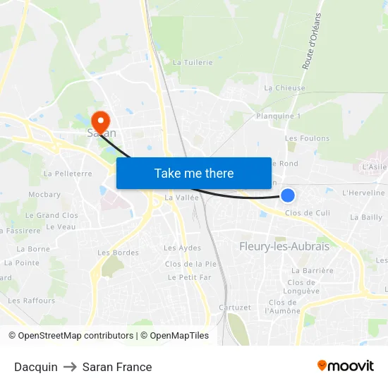 Dacquin to Saran France map