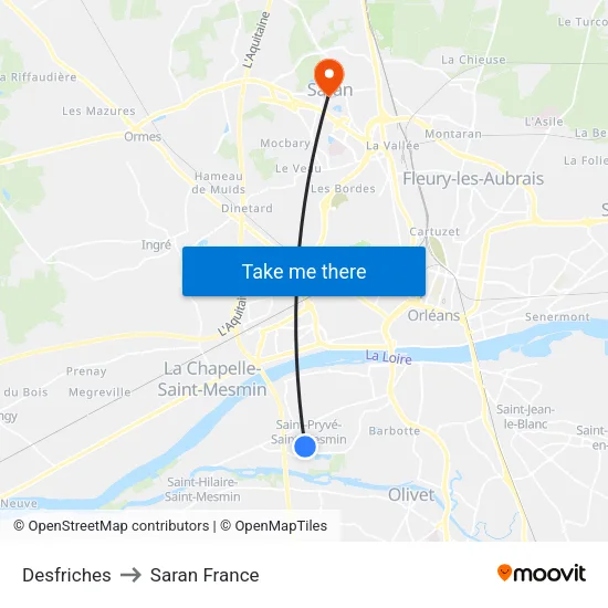 Desfriches to Saran France map
