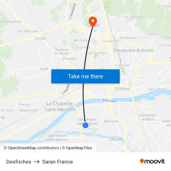 Desfriches to Saran France map