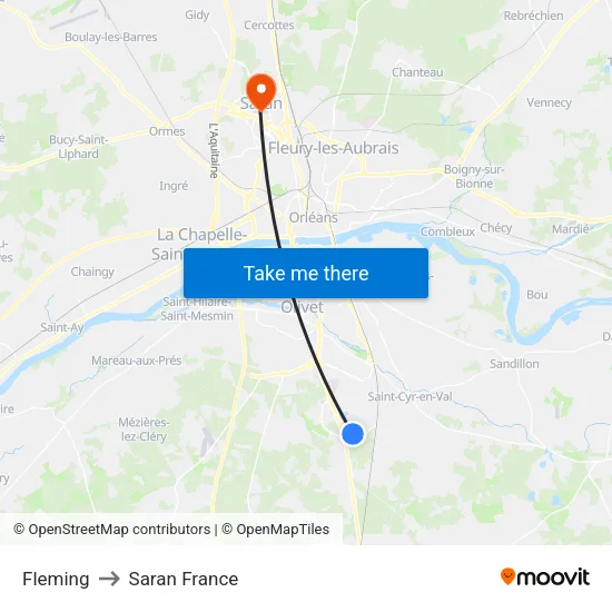 Fleming to Saran France map