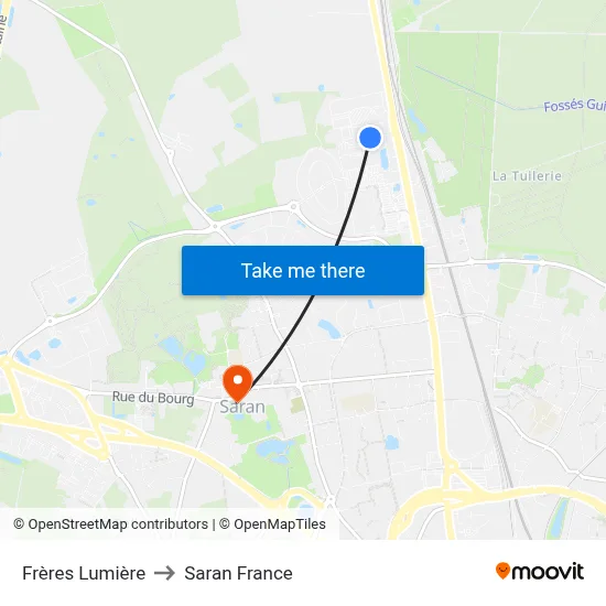 Frères Lumière to Saran France map