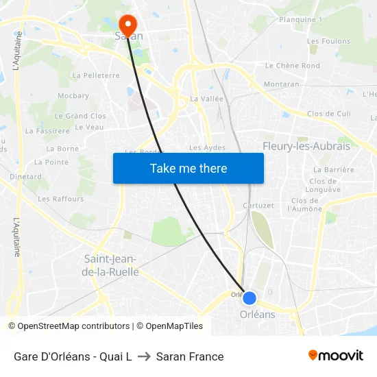 Gare D'Orléans - Quai L to Saran France map