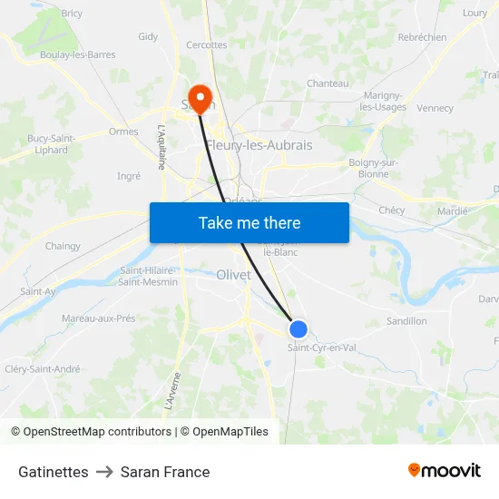Gatinettes to Saran France map