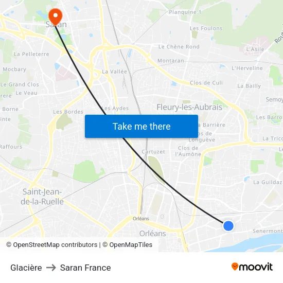 Glacière to Saran France map